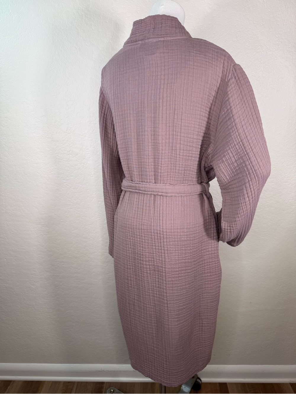 Parachute Robe Waffle Textured Cotton Gauze Kimono Belted 3/4 Sleeve SMALL EUC - Picture 6 of 16